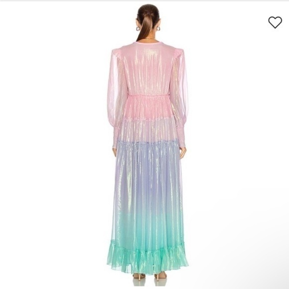 Rococo Sand Emi Metallic Shimmer Purple and Pink Long Sleeve Maxi Dress - Picture 5 of 15